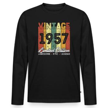 Cadeau D'anniversaire Vintage 1957 Edition limitée - T-shirt manches longues Premium bio Homme - noir - Devant - Nico (187cm)