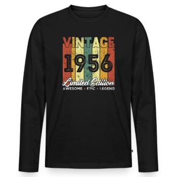Cadeau D'anniversaire Vintage 1956 Edition limitée - T-shirt manches longues Premium bio Homme - noir - Devant - Nico (187cm)