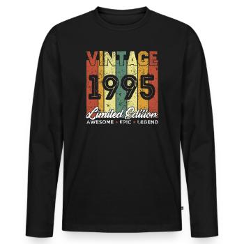 Cadeau D'anniversaire Vintage 1995 Edition limitée - T-shirt manches longues Premium bio Homme - noir - Devant - Nico (187cm)
