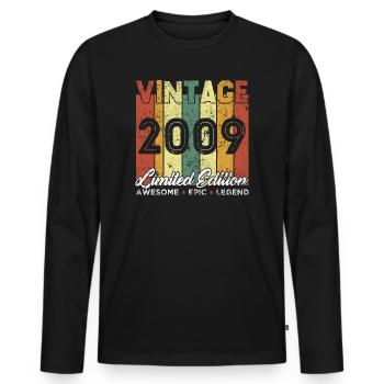 Cadeau D'anniversaire Vintage 2009 Edition limitée - T-shirt manches longues Premium bio Homme - noir - Devant - Nico (187cm)