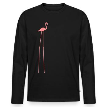 Flamingo mit langen Beinen - Männer Premium Bio Langarmshirt - Schwarz - Vorne - Nico (187cm)