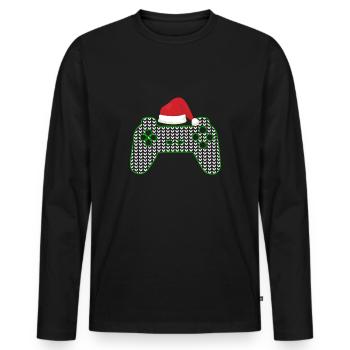 Joueur de Noël laid - T-shirt manches longues Premium bio Homme - noir - Devant - Nico (187cm)