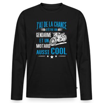 Gendarme - T-shirt manches longues Premium bio Homme - noir - Devant - Nico (187cm)