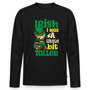 Drôle de St Patricks Day Iris était plus grande - T-shirt manches longues Premium bio Homme - noir - Devant - Nico (187cm)