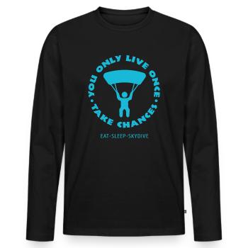 Fallschirm - Männer Premium Bio Langarmshirt - Schwarz - Vorne - Nico (187cm)