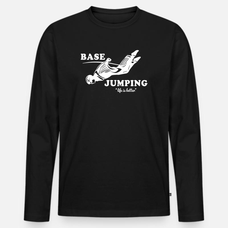 Base Jumping - Männer Premium Bio Langarmshirt - Schwarz
