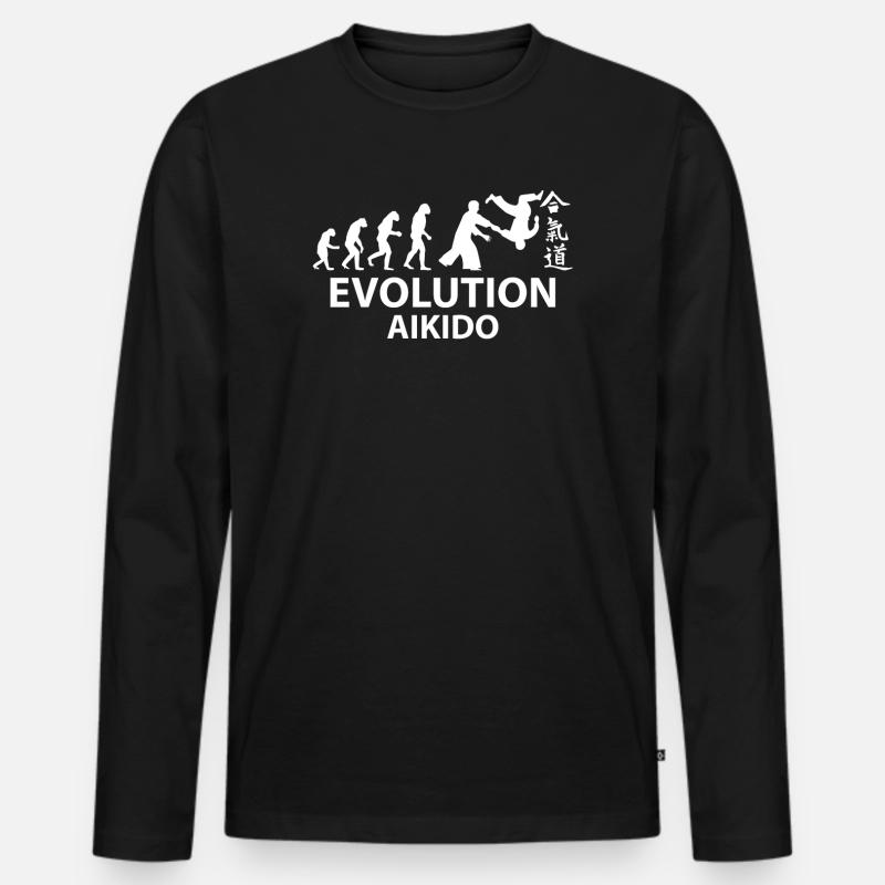 Aikido Evolution T-Shirt & Geschenkidee - Männer Premium Bio Langarmshirt - Schwarz