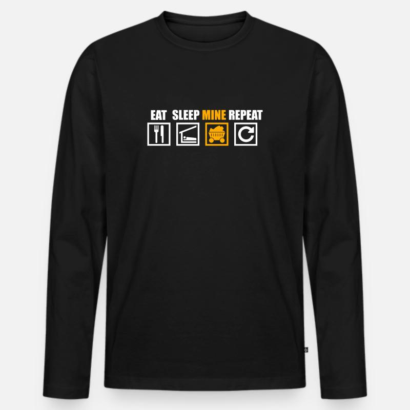 Bergbau - Männer Premium Bio Langarmshirt - Schwarz