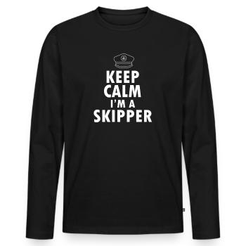 Skipper - Men's Premium Organic Long Sleeve Shirt - black - Front - Nico (187cm)