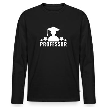 Professor - Men's Premium Organic Long Sleeve Shirt - black - Front - Nico (187cm)