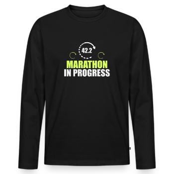 Marathon - T-shirt manches longues Premium bio Homme - noir - Devant - Nico (187cm)