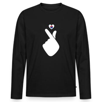Corée du Sud - T-shirt manches longues Premium bio Homme - noir - Devant - Nico (187cm)