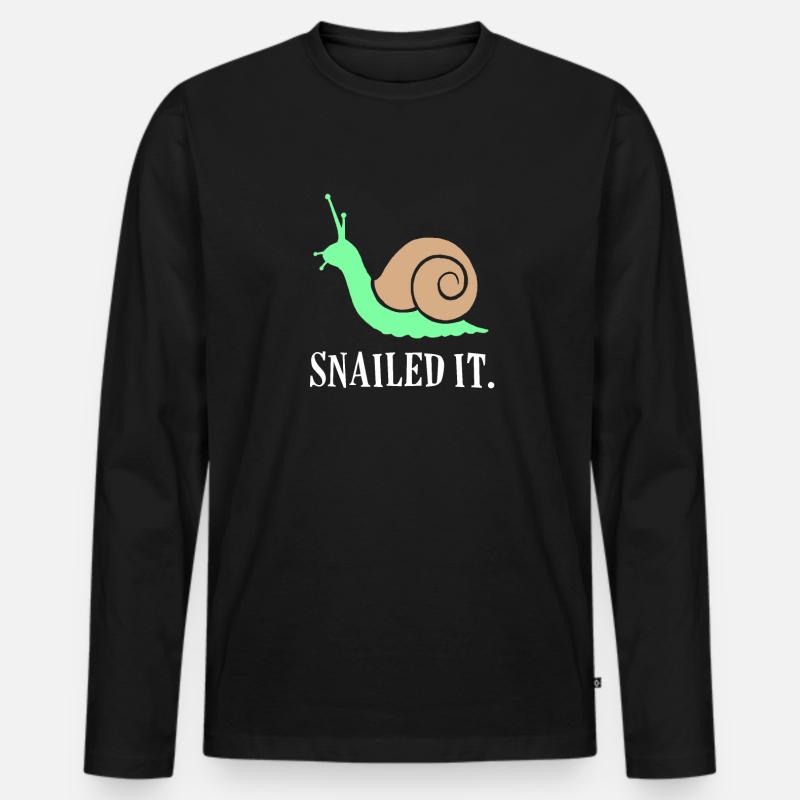 Schnecke - Männer Premium Bio Langarmshirt - Schwarz
