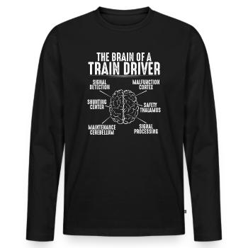 Train driver Engine driver Locomotive driver - Men's Premium Organic Long Sleeve Shirt - black - Front - Nico (187cm)