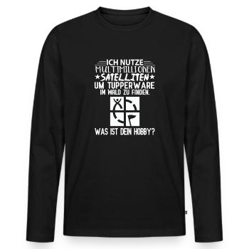 multimillionen satelliten hobby geocaching spruch - Männer Premium Bio Langarmshirt - Schwarz - Vorne - Nico (187cm)