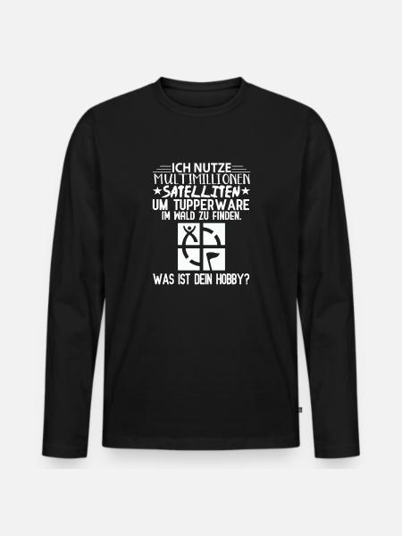 multimillionen satelliten hobby geocaching spruch - Männer Premium Bio Langarmshirt - Schwarz