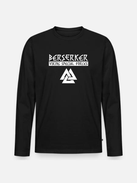 Wikinger Viking Valhalla Odin Thor Germane Wolf - Männer Premium Bio Langarmshirt - Schwarz