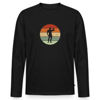 Bodybuilder force athlète powerlifter strongman - T-shirt manches longues Premium bio Homme - noir - Devant - Nico (187cm)