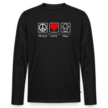 Chef ramasseurs de champignons Peace Love - T-shirt manches longues Premium bio Homme - noir - Devant - Nico (187cm)