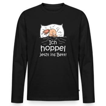 Hase Schlafshirt Pyjama Ich Hoppel Jetzt Ins Bett - Männer Premium Bio Langarmshirt - Schwarz - Vorne - Nico (187cm)