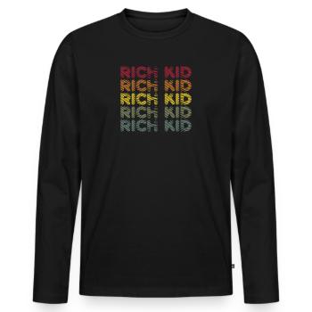 Money Wealth - Rich Kid - Men's Premium Organic Long Sleeve Shirt - black - Front - Nico (187cm)