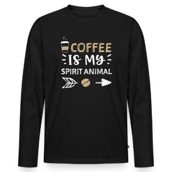 Coffee Is My Spirit Animal - Men's Premium Organic Long Sleeve Shirt - black - Front - Nico (187cm)