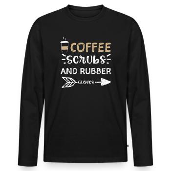 Coffee Scrubs And Rubber Gloves - Men's Premium Organic Long Sleeve Shirt - black - Front - Nico (187cm)