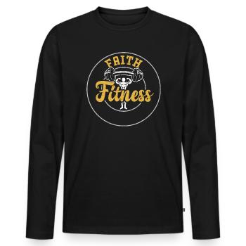 Faith Fitness - Gym - Men's Premium Organic Long Sleeve Shirt - black - Front - Nico (187cm)