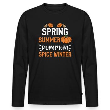 Printemps Eté Citrouille Spice Hiver - T-shirt manches longues Premium bio Homme - noir - Devant - Nico (187cm)