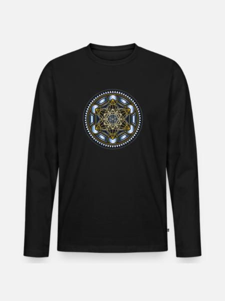 Metatrons Würfel - Männer Premium Bio Langarmshirt - Schwarz
