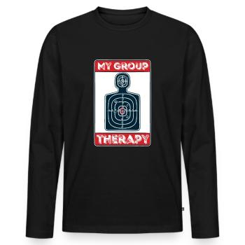 My group therapy - weapon weapon shooting - Men's Premium Organic Long Sleeve Shirt - black - Front - Nico (187cm)
