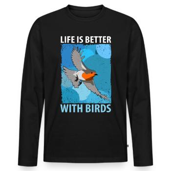 Observation des oiseaux Oiseaux Observation des oiseaux Oiseaux - T-shirt manches longues Premium bio Homme - noir - Devant - Nico (187cm)