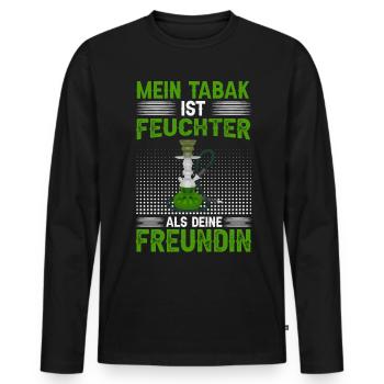 Mein Tabak ist feuchter als deine Freundin! - Männer Premium Bio Langarmshirt - Schwarz - Vorne - Nico (187cm)