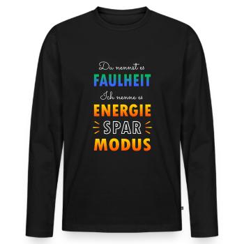 Energiesparmodus - Männer Premium Bio Langarmshirt - Schwarz - Vorne - Nico (187cm)