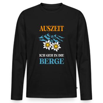 Auszeit ich geh in die Berge - Männer Premium Bio Langarmshirt - Schwarz - Vorne - Nico (187cm)