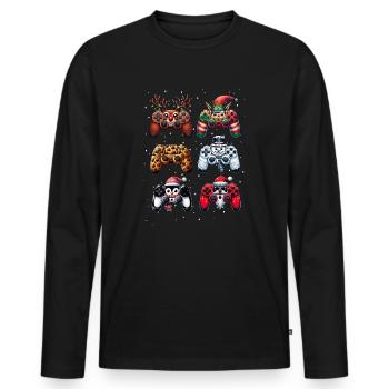 Gamer Gaming Gamer Gamepad Joystick Console - T-shirt manches longues Premium bio Homme - noir - Devant - Nico (187cm)