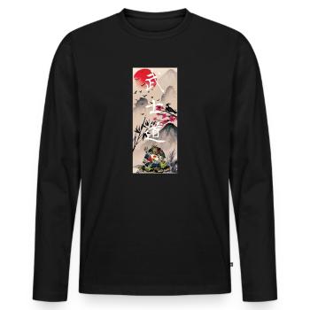 Japon Paysage Samouraï d’Art japonais - T-shirt manches longues Premium bio Homme - noir - Devant - Nico (187cm)