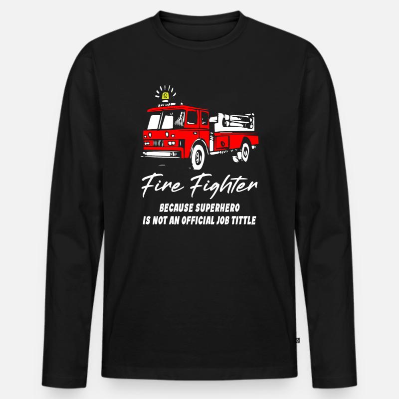 Firefighter Superhero - Männer Premium Bio Langarmshirt - Schwarz