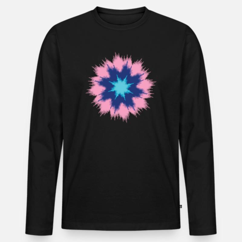 Batik-Hemd. Tie Dye Hemd Muster - Männer Premium Bio Langarmshirt - Schwarz