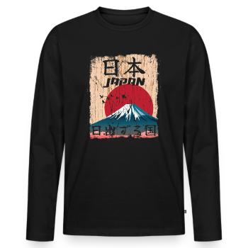 Japon Japonais - Pays du Soleil Levant - T-shirt manches longues Premium bio Homme - noir - Devant - Nico (187cm)