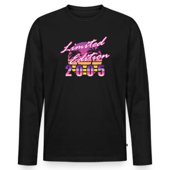 20ème Anniversaire Edition Limitée 2005 - T-shirt manches longues Premium bio Homme - noir - Devant - Nico (187cm)
