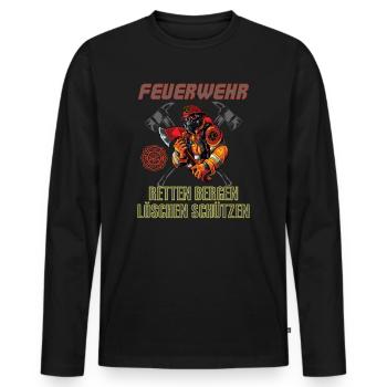 Feuerwehr Retten Löschen Bergen Schützen - Männer Premium Bio Langarmshirt - Schwarz - Vorne - Nico (187cm)