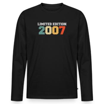18ème Anniversaire Edition Limitée 2007 - T-shirt manches longues Premium bio Homme - noir - Devant - Nico (187cm)