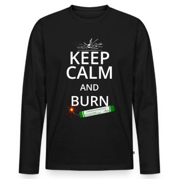 Les feux d'artifice du Nouvel An Pyro Keep Calm - T-shirt manches longues Premium bio Homme - noir - Devant - Nico (187cm)