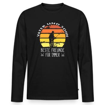 Vater und Sohn Beste Freunde Partnerlook Angeln - Männer Premium Bio Langarmshirt - Schwarz - Vorne - Nico (187cm)