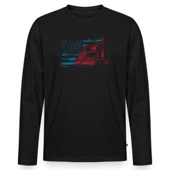 Amerikanische Flagge Truckerfahrer 18 Tonner - Männer Premium Bio Langarmshirt - Schwarz - Vorne - Nico (187cm)