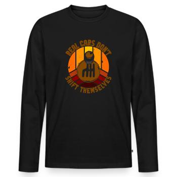 Real Cars Dont Shift Themselves Classic Lover - Men's Premium Organic Long Sleeve Shirt - black - Front - Nico (187cm)