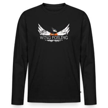 Wing Foiling or Wing Surf and Wing surfing Design - Men's Premium Organic Long Sleeve Shirt - black - Front - Nico (187cm)