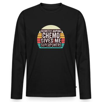 Chemo espérant secrètement des superpouvoirs Radiation Cancer - T-shirt manches longues Premium bio Homme - noir - Devant - Nico (187cm)