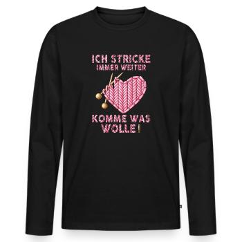 Ich Stricke Immer Weiter Komme Was Wolle - Männer Premium Bio Langarmshirt - Schwarz - Vorne - Nico (187cm)